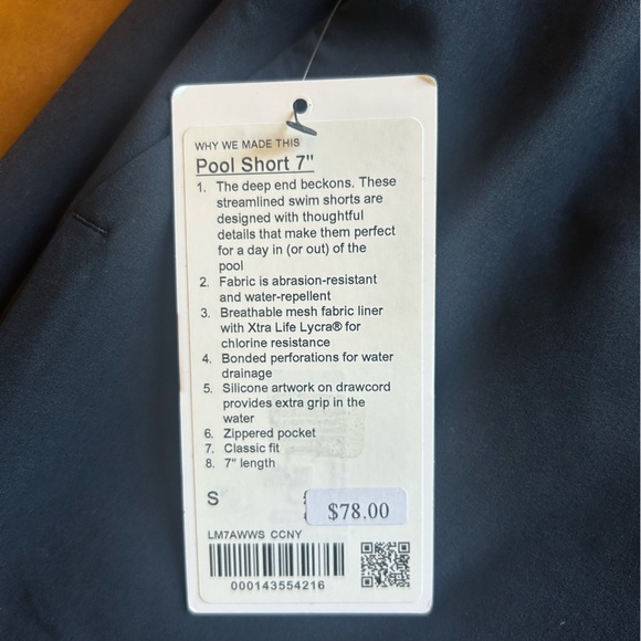 NWT Lululemon Pool Short 7” - Picture 2 of 3
